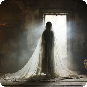 Mujer siniestra de blanco